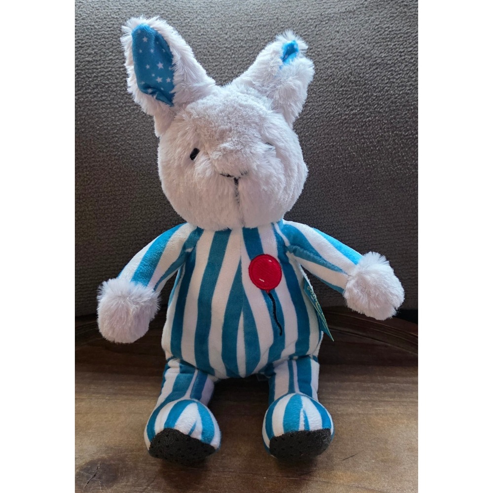 Goodnight Moon Bunny Plush Kids Preferred Blue White Striped Pajamas Red Balloon